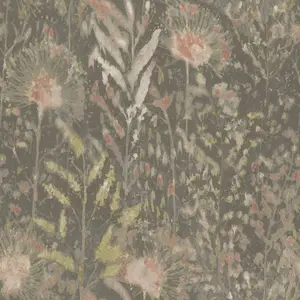 RoomMates Dandelion Peel and Stick Wallpaper Taupe/Pink: Removable Floral Vinyl, Self-Adhesive, Botanical Design, 28.2 Sq Ft Coverage