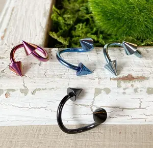 Titanium Spike Twist Spiral Belly Ring Navel Piercing Pierced Naval Body Jewelry