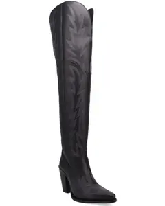 Dingo Women's Women'S Diva Over The Knee Tall Western Boot Snip Toe - Di2252-Blk