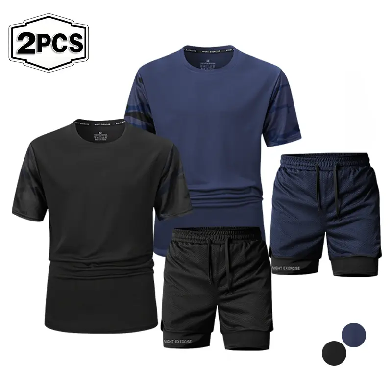 Summer new quick-dry mesh short-sleeved short T-shirt running fitness quick-dry two-piece sports suit