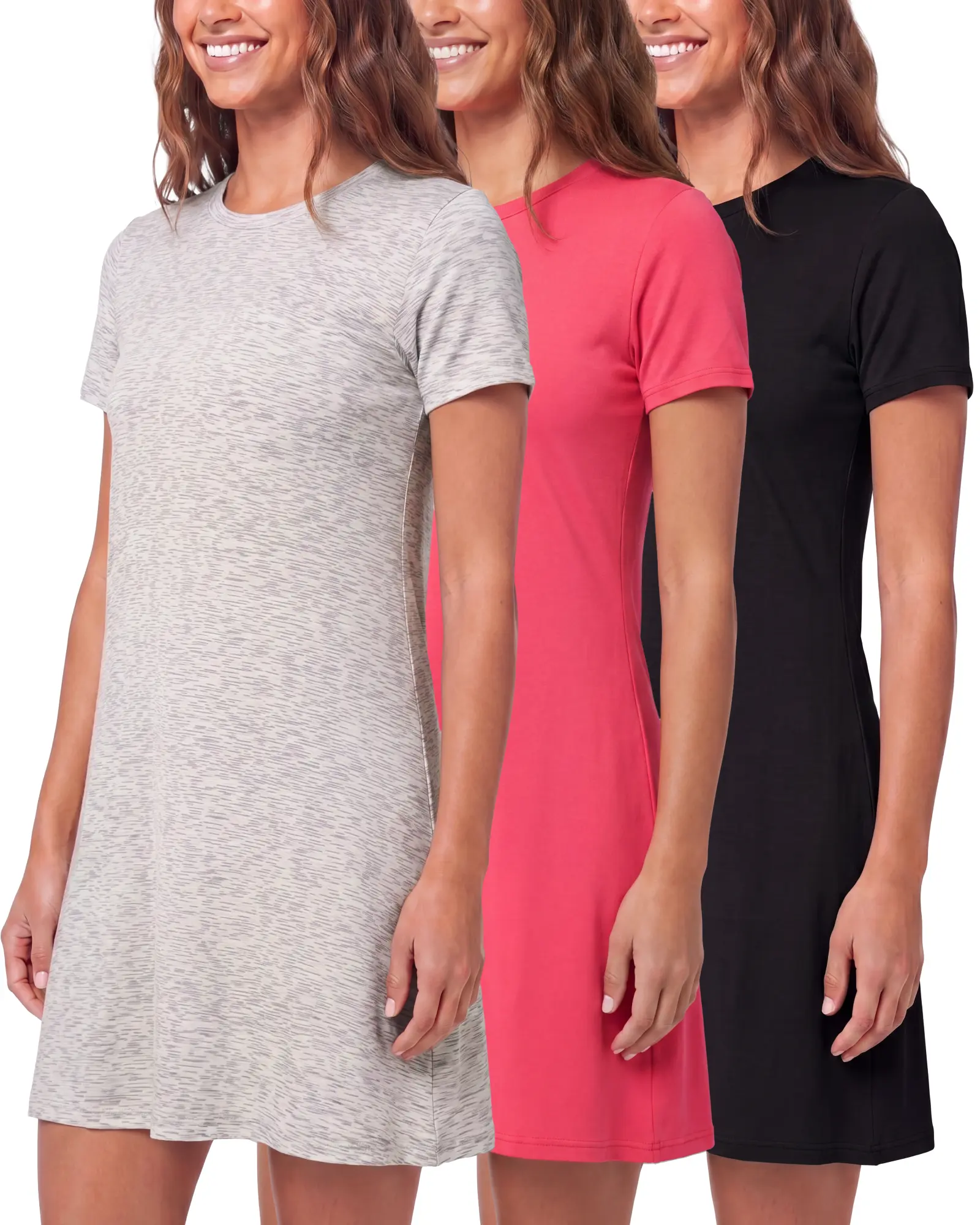 3 Pack Women's T Shirt Dresses Short Sleeve Casual Summer Loose Crew Neck