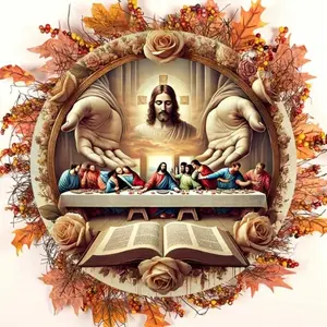 Aluminum Round Vintage Last Supper Wall Plaque Church Wall Decor Christian Renaissance Art with Jesus and Disciples for Indoor Outdoor Religious Home Decor