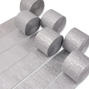 PartyWoo Silver Crepe Paper Streamers 6 Rolls 492 ft Pack of Crepe Paper Rolls for Graduation Wedding Baby Shower Gender Reveal New Year Anniversary Birthday Party Decorations (1.8 Inch x 82 Ft/Rolls)