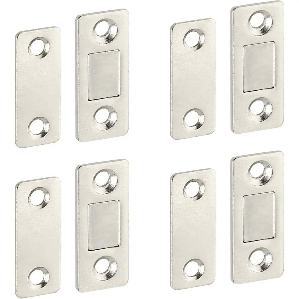 Magnetic Latches for Cabinets, Ultra-thin Brushed Stainless Steel Drawer Latches with Magnetic Adhesive, Kitchen Cabinet Door Closure Magnetic Latches, Door Hardware