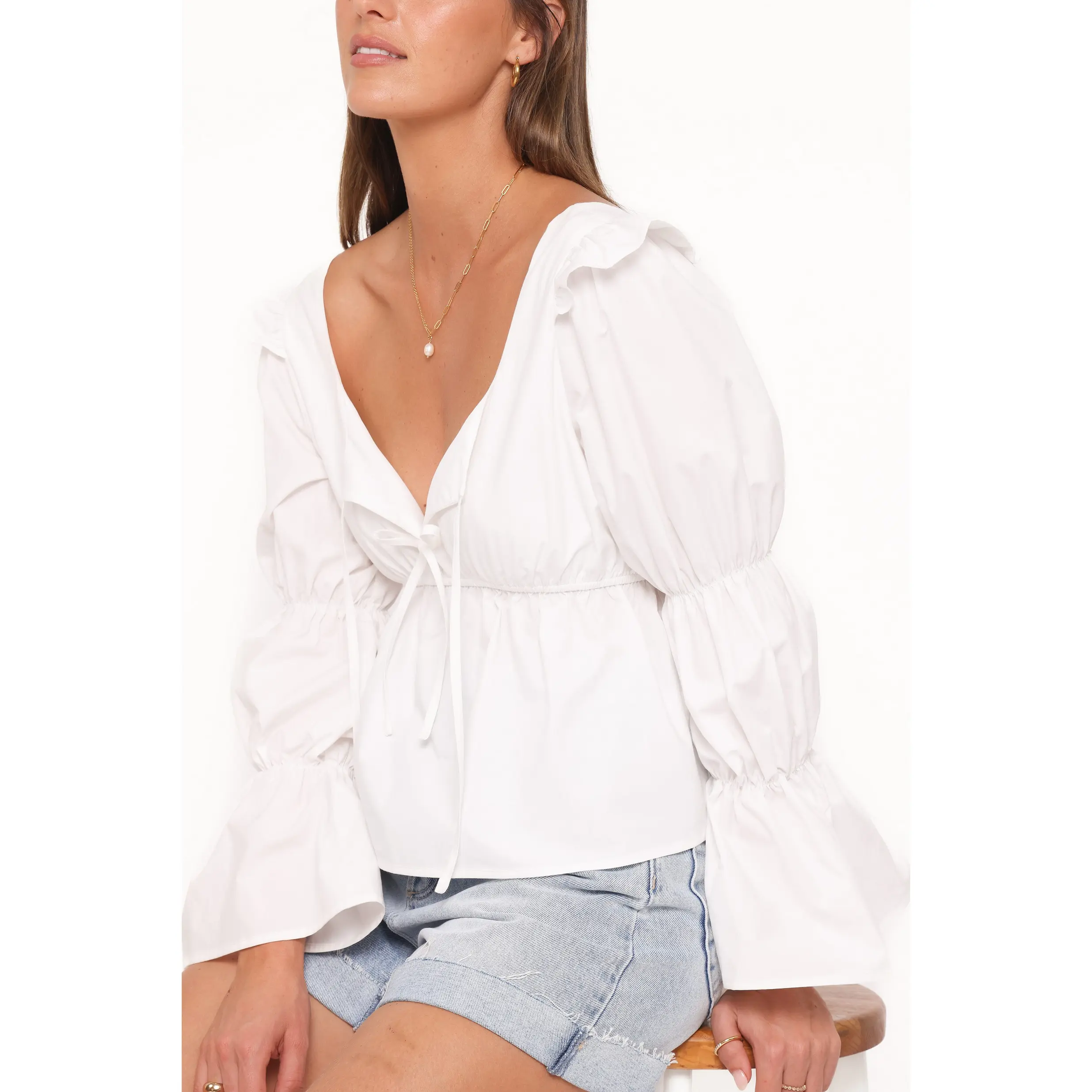 Bairbre Peasant Top - White
