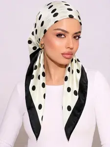 1pc Round Dot Hijab Cap, Head Scarf, Slip-On Design, Simple Fashion, Comfortable and Breathable, Ideal for Summer, Soft Fabric