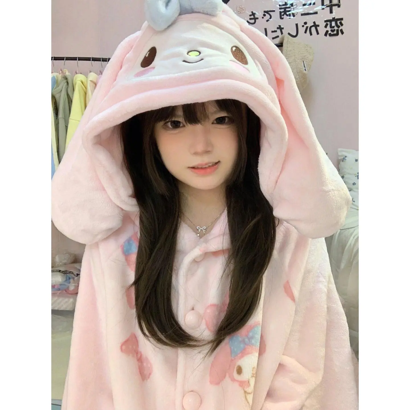 Kawaii My Melody Women Plush Pajamas Robe Set Homewear Cartoon Winter Long Style Thickened Nightgown Pants Anime Sweet Cartoon Kawaii My Melody Women Plush Pajamas Robe Set Homewear Cartoon Winter Long Style Thickened Nightgown Pants Anime Sweet Cartoon