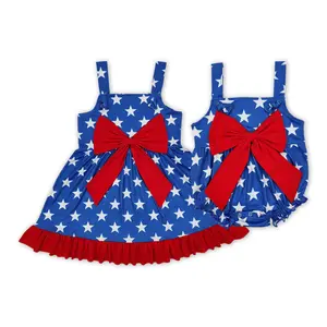 4th of July Star printrd Babys Girls Dress