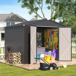 【1/2 Packages arrived at different times】Metal Storage Shed – Outdoor Utility & Garden Shed with Lockable Doors for Backyard, Patio & Yard