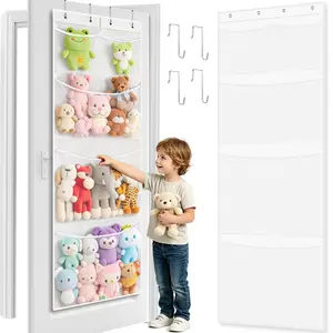 Over The Door Hangable Stuffed Animal Organizer - Expandable Room & Bedroom Decor Plush Toy Storage Hammock Net for Stuffies, Dolls