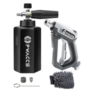 PWACCS Pressure Washer Foam Cannon 4000 PSI with Short Handle, 1.5 Liter, M22-14mm Fitting, High-Density Foam for Car Wash and Versatile Cleaning
