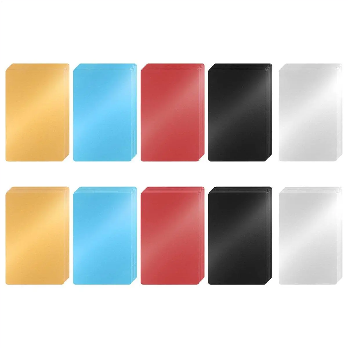 100 Pcs Colorful Aluminum Metal Blanks, Standard Size 86x54x0.2mm Laser Engraving Sheets for DIY Cards, Business & Gift Cards (5 Colors)