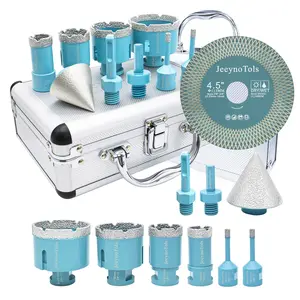 10pcs or 11pcs Dry Diamond Core Drill Bits Set, Drill Bit & 2" Beveling Chamfer Bit & 2pcs Adapter & 1pc or 2pcs Dual Coated Tile Saw Blade for Ceramic Tile Marble Porcelain for Drilling Shape Enlarge 5/8-11 Thread Power Tools Tool Box