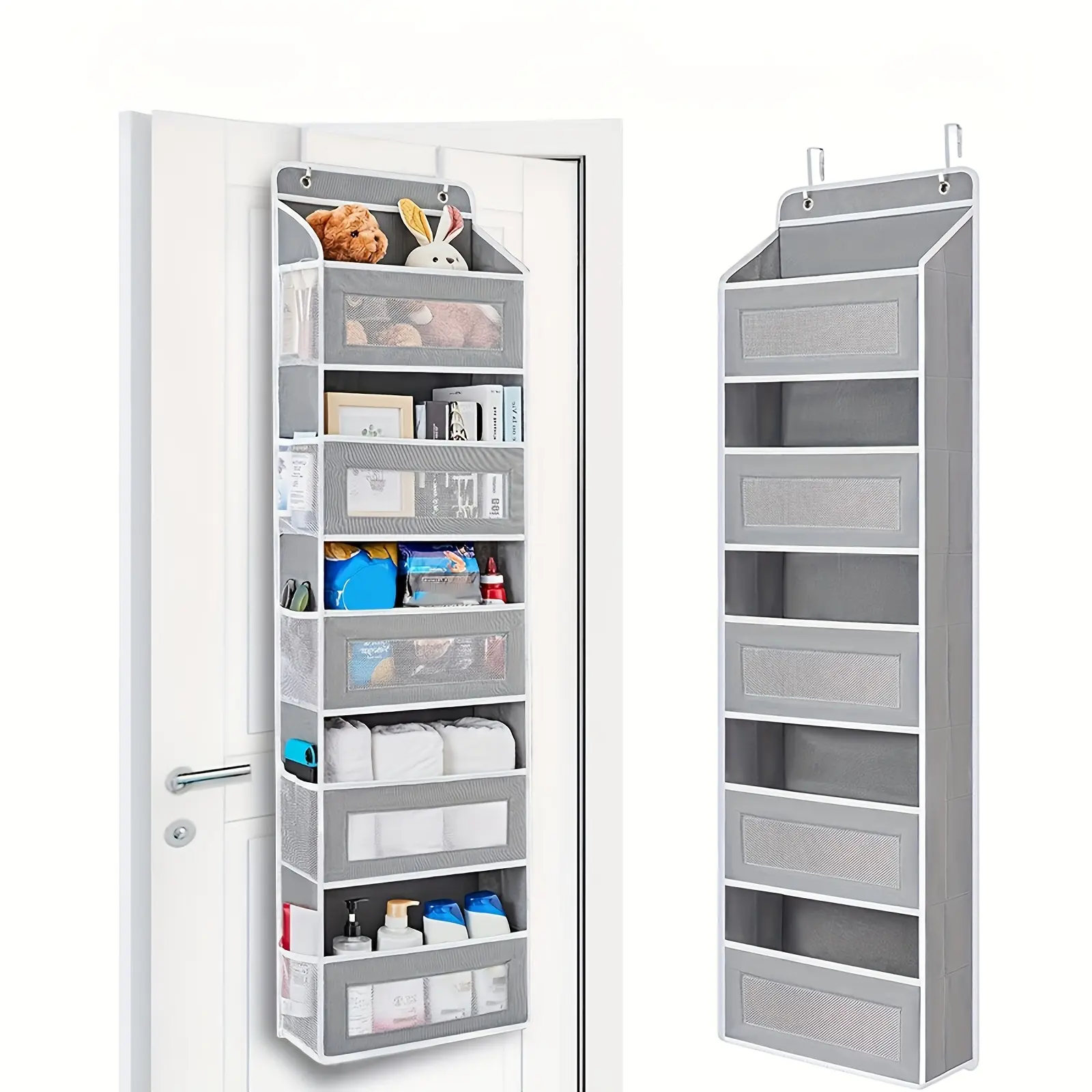 Over The Door Organizer Storage-5-Tier Hanging Organizer with 10 Large Pockets, Anti-Tilt Design, Capacity for Bedroom, Bathroom, Baby Product Ptorage，Dormitory Storage，Back to School Must Have