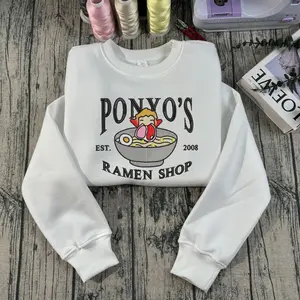 Everything's Ghibli Studio Accessories Store - Ponyo's Ramen Shop Embroidered Sweatshirt, Ponyo Anime Embroidered Hoodie