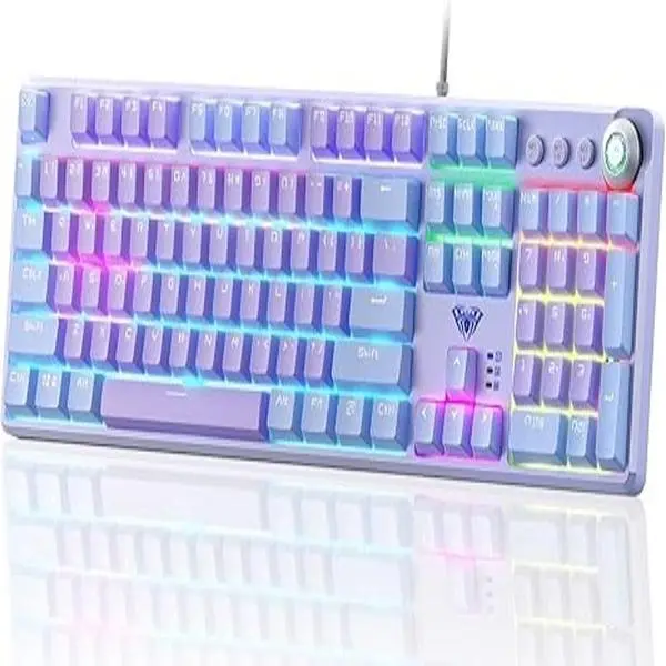 AULA Keyboard, F2088 Pro 108 Keys Purple Mechanical Red Switches Keyboard