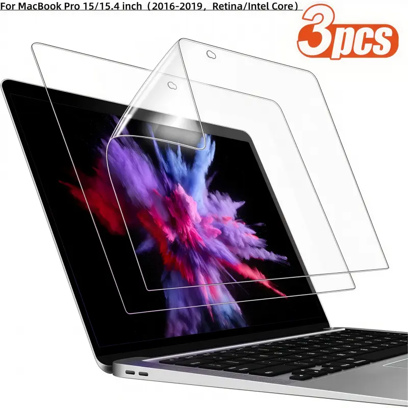 3pcs Laptop Screen Protector Film Anti Glare PET Soft for Mac Book Pro 15.4 inch Compatible A1707 A1990 Anti Fingerprint Ultra Clear Easy Install Keep Screen Safe