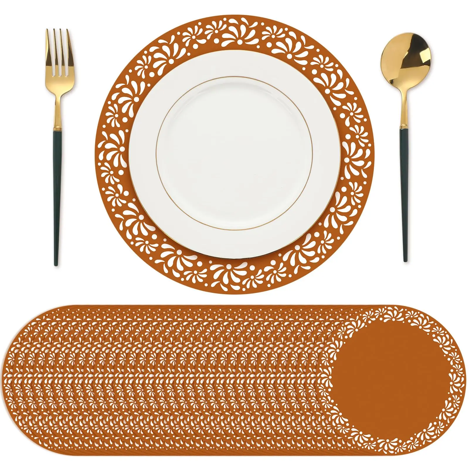 Mexican Paper Placemats 32/50 Pcs Cielito Lindo Disposable Round Table Mats 13 Inch Lightweight Doilies for Cinco de Mayo Taco Tuesday Fiesta Baby Shower Birthday Bridal Shower