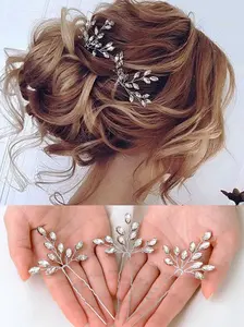 3 pcs Crystal Personalized Hairpin Rhinstones Bridal Hair Accessories Flower Bride Wedding Hair Pins for Women Girls Fashion Accessories