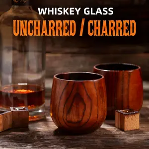 The Original Charred Wooden Bourbon Drinking Glass | Charred Old Fashioned Glass | Bourbon Gifts for Men, Dad, or Brother | Whiskey Gifts