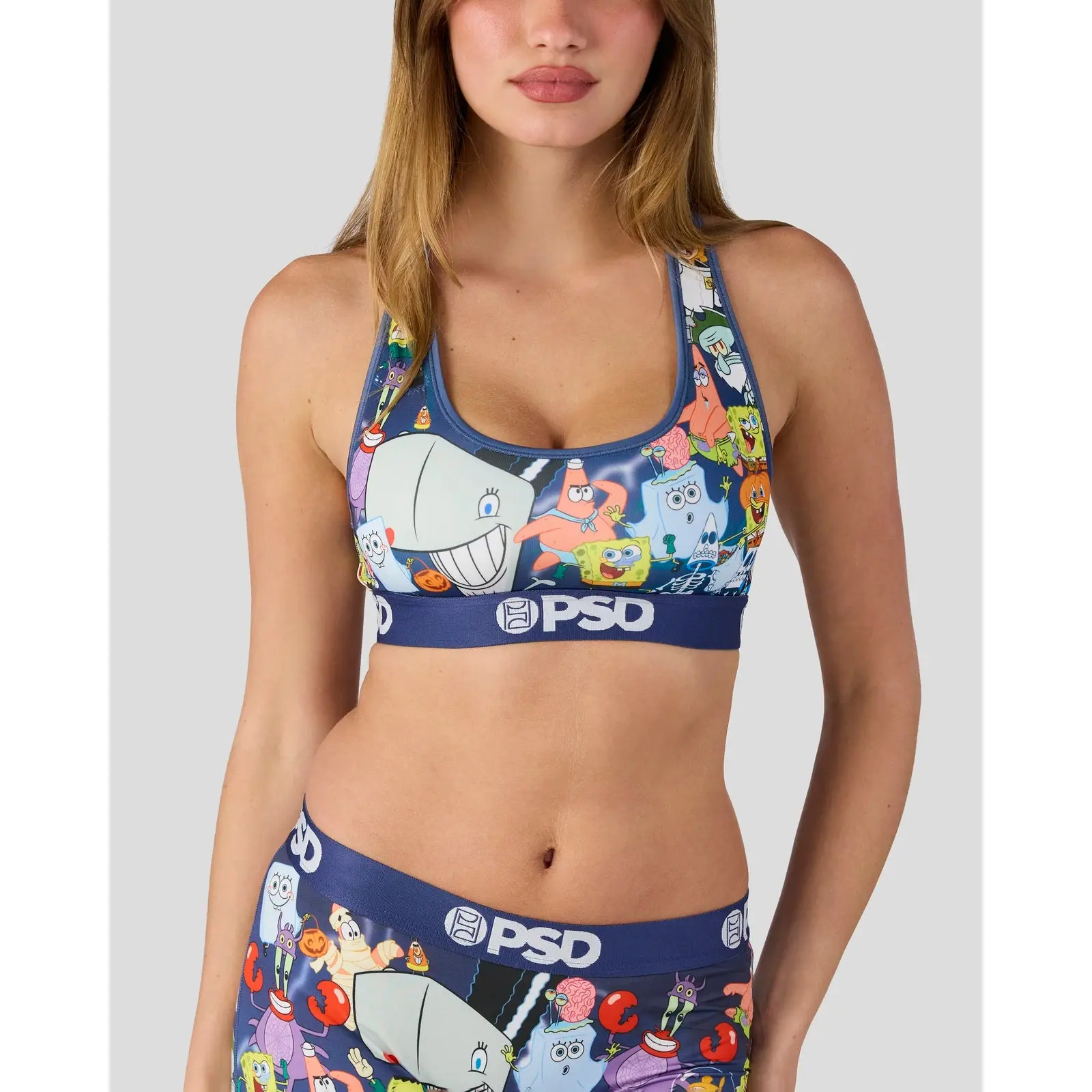 PSD Womens SpongeBob SquarePants - SpongeBoo Racerback Sports Bra - Comfortable, Breathable, Ultra-light Fabric