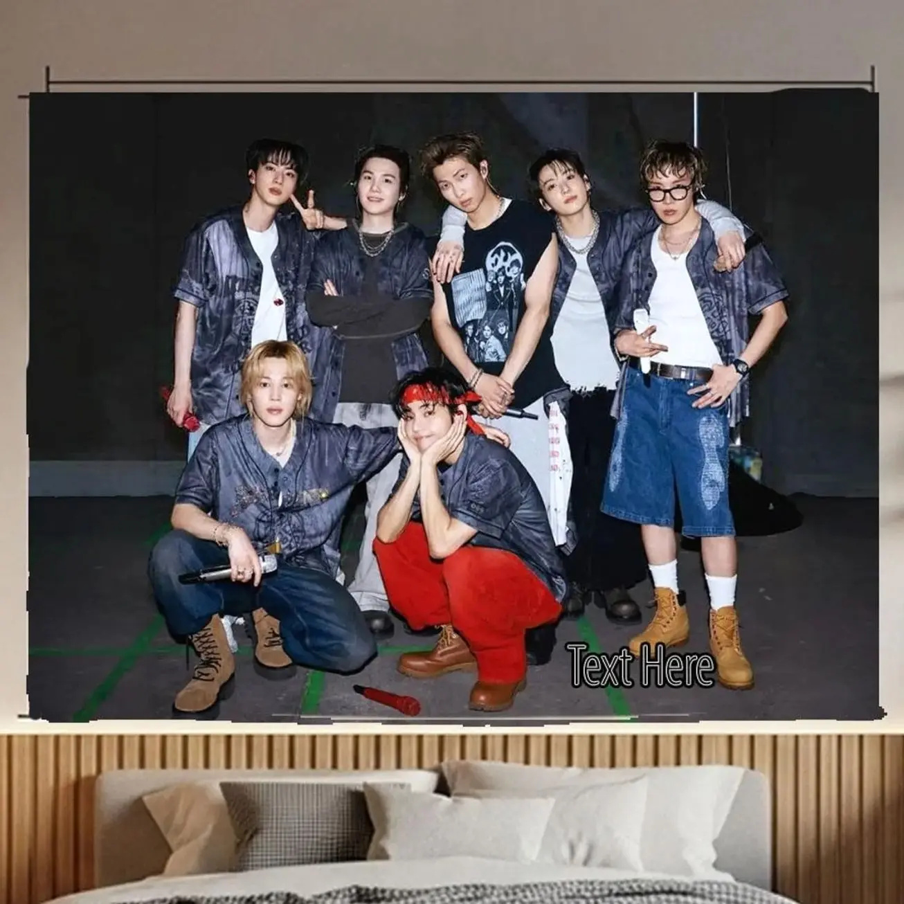 Bangtan Hanging Tapestry | Bantan Boys | Personalized Wall Art | Polyester Fabric | Ship Flag Banner