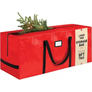 Large Christmas Tree Storage Bag for 9 Ft Artificial Tree - Durable Heavy-Duty Waterproof Material with Strong Reinforced Handles, Full-Length Zipper for Easy Access, Xmas Tree Storage Box