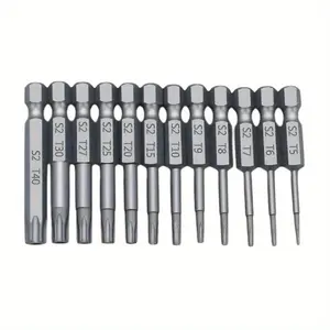 1/4 Inch Hex Tamper-Proof Torx Screwdriver Bit Set, 50mm 75mm 100mm Anti-Slip, Rust-Resistant, Quick-Change Extension Rod, 11-12 Pcs Industrial-Grade Power Tool Kit for Home Appliance & Automotive Repair, Screwdriver Bits Set