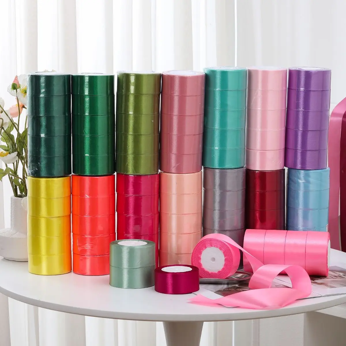5Pcs Premium Satin Ribbon Set - Assorted Colors, Luxe Wrap, Elegant Packaging, Gift Decoration, Handmade DIY Supplies, Wedding Festive Decor