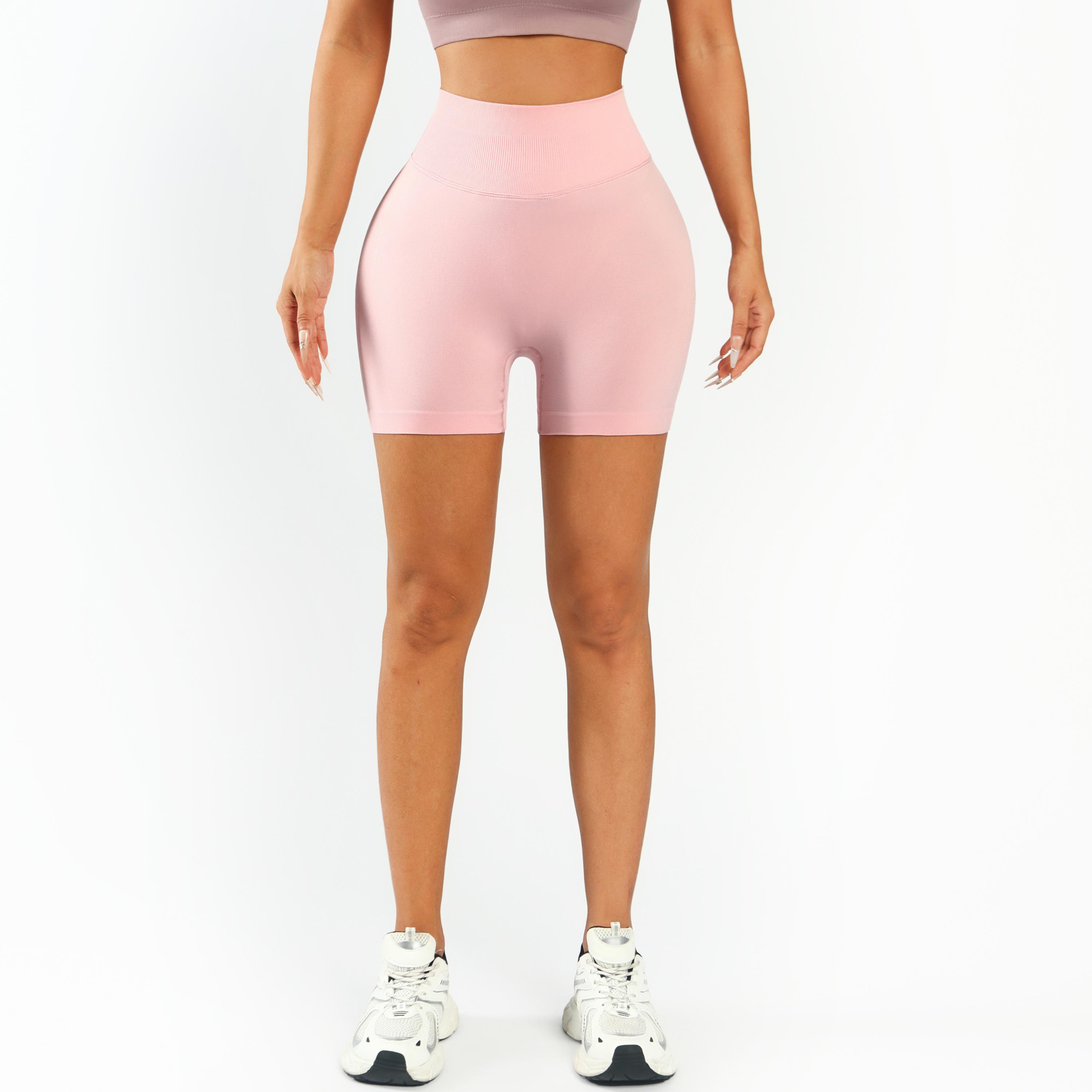 Women’s Summer Fashion Series single-piece seamless high-waist set made of nylon—tightly fitting butt-lifting shorts; cool and quick-dry styles. Sporty casual women’s apparel for gym workouts, training, and outdoor fun.