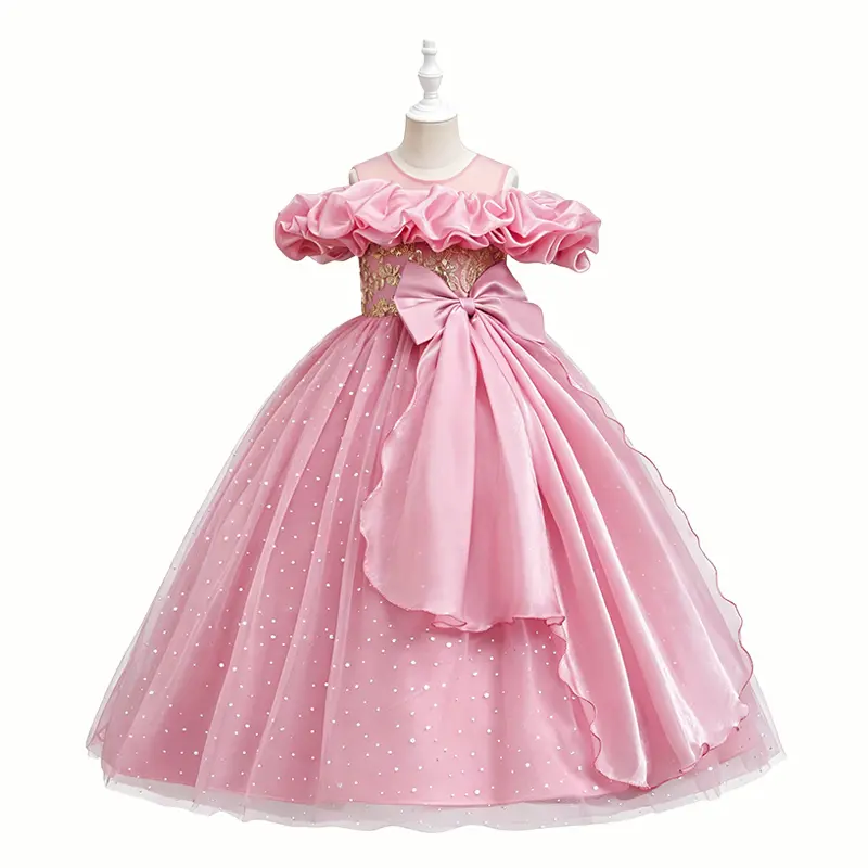 Girls  Ball Gown Princess Dress Puffy Tulle Sequin Skirt with Big Bow   Party Flower Girl Dress first birthday
