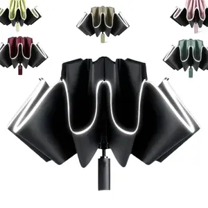 Automatic Windproof Rainproof Umbrella for UV Protection & Rain, Large Folding Design with Reflective Edges, Portable & Durable for Men & Women