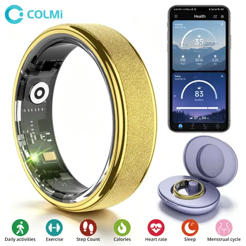 COLMI Ring 2 Radiant Digital Fitness Tracker - Smart Health Wearable, 5 ATM Waterproof Electronic Gadget, Charging Box Included, Q Ring App Connection, Rose Gold Option, Available in Gold and Black, Ideal Gift for Couples,techvibes