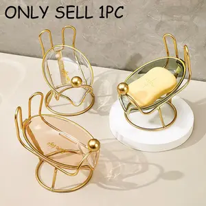 1-Pack Household Sink Drain Rack & Soap Holder – Perforated Plastic Soap Tray, Luxurious Style for Bathroom Storage, Soap Dish Holder