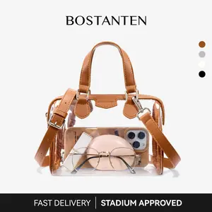 BOSTANTEN Clear Bag for Stadium Approved Top Handle Crossbody Purses Barrel Handbag for Events, Concerts, Travel, Daily Use