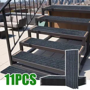 11-Piece Non-Slip Carpet Stair Treads, 70cmx22cm Safety Rug Mats, Reusable Adhesive, Easy Installation, Durable Indoor Runners, Home Decorative Rugs