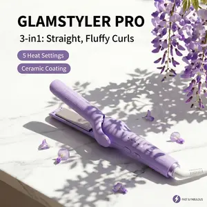 3-in-1 Interchangeable Hair Styling Tool – Curling Iron, Flat Iron & Hair Crimper Combo, Beach Waves Curler, Root Volume Crimped Hair Waver, Anti-Frizz Cool Airflow Styler, Fast Heating | TikTok Viral Travel Essential Gift for Mom 2026