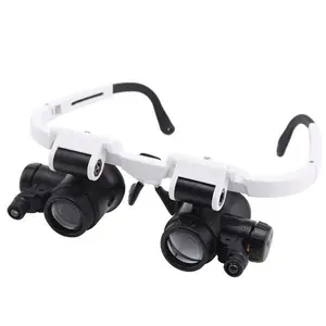 Plastic Head-Mounted Magnifying Glass - High-Definition, 3 Groups of LED Lights - Tools & Hardware Optical Measuring Instrument for Watch Repair, Antique Jewelry Identification