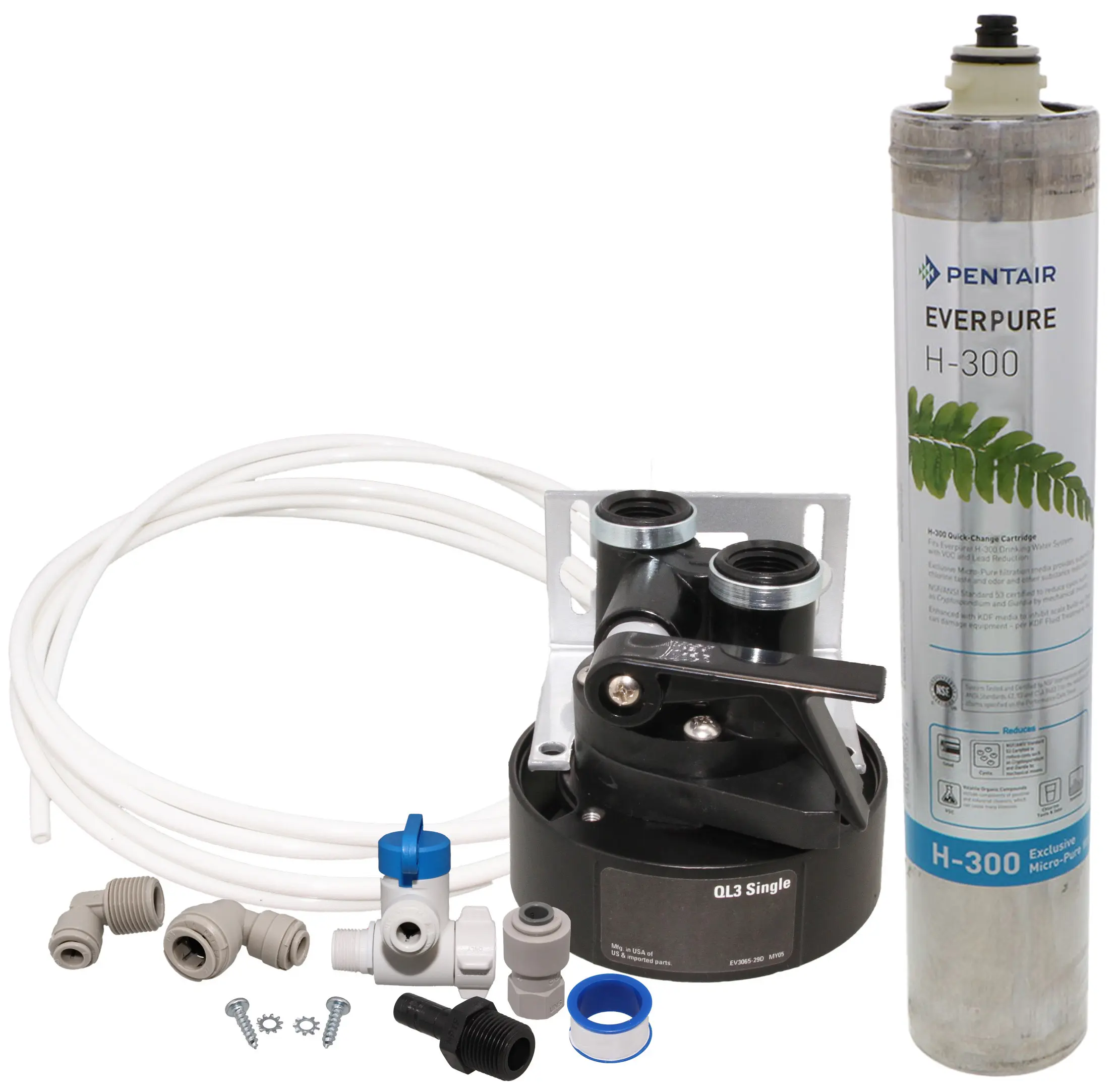 Everpure H-300 Sink Water Filter Kit, Indoor-Use Drinking Water System with Chlorine Removal Filtration & Softeners and Mineral Retention