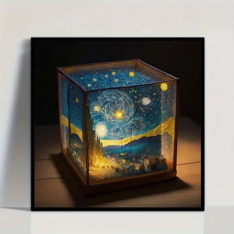 Starry Night Van Gogh Pattern DIY Diamond Arts Colorful Painting Kit without Frame, DIY 5D Diamond Arts Colorful Wall Art Decor for Home Bedroom, Christmas Gift, Diamond Pattern Design