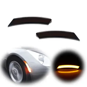 2pcs Smoked Amber LED Front Side marker lamps Lights For 2006 2007 2008 2009 2010 Pontiac Solstice & Saturn Skyv