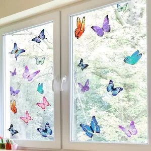 A new-style colorful butterfly window sticker, double-sided visible static glass sticker, decorative stickers, for bedroom, bathroom, living room window decoration, model D18588