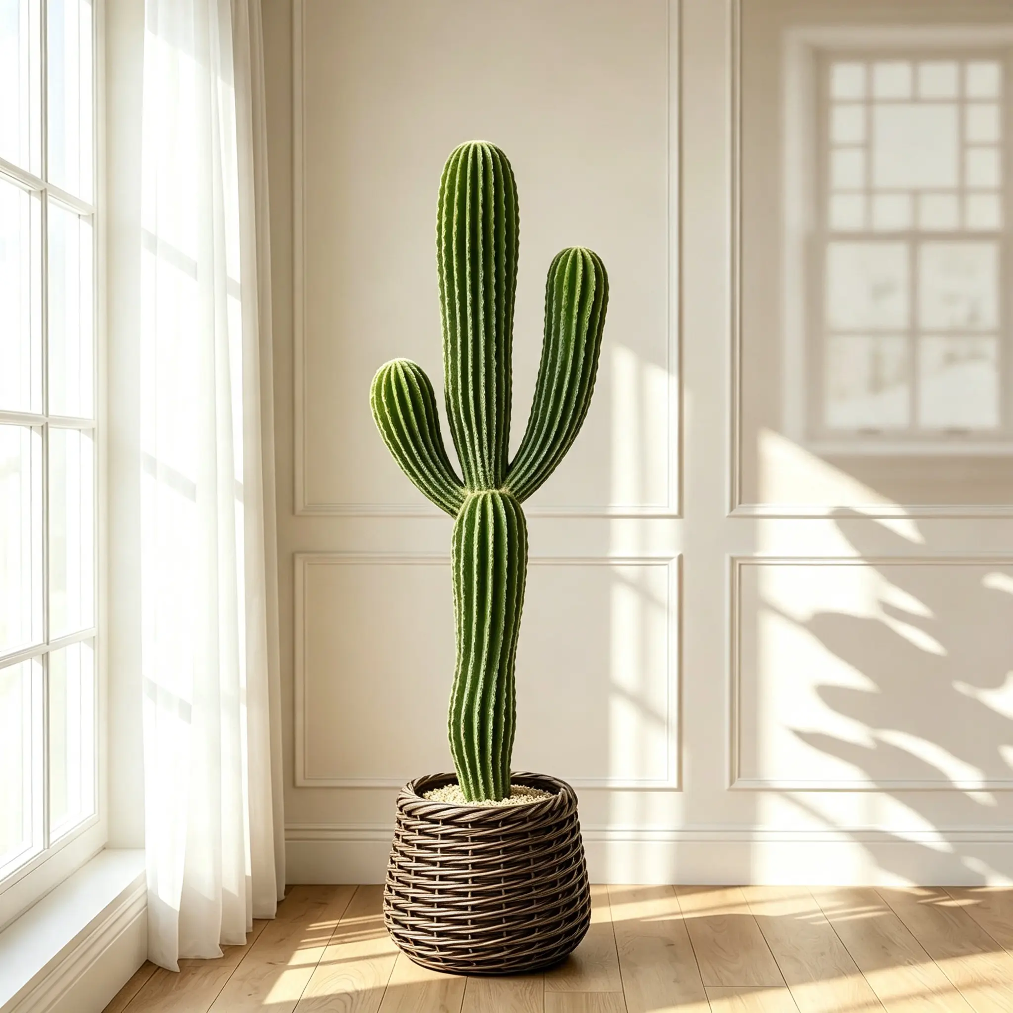 4FT Realistic Thorn-Free Artificial Saguaro Cactus Plant , Low Maintenance Decorative Floor Plant for Indoor Decor, Boho Entryway & Living Room dry planter Tropical Tree artificialplants sohochic home faux