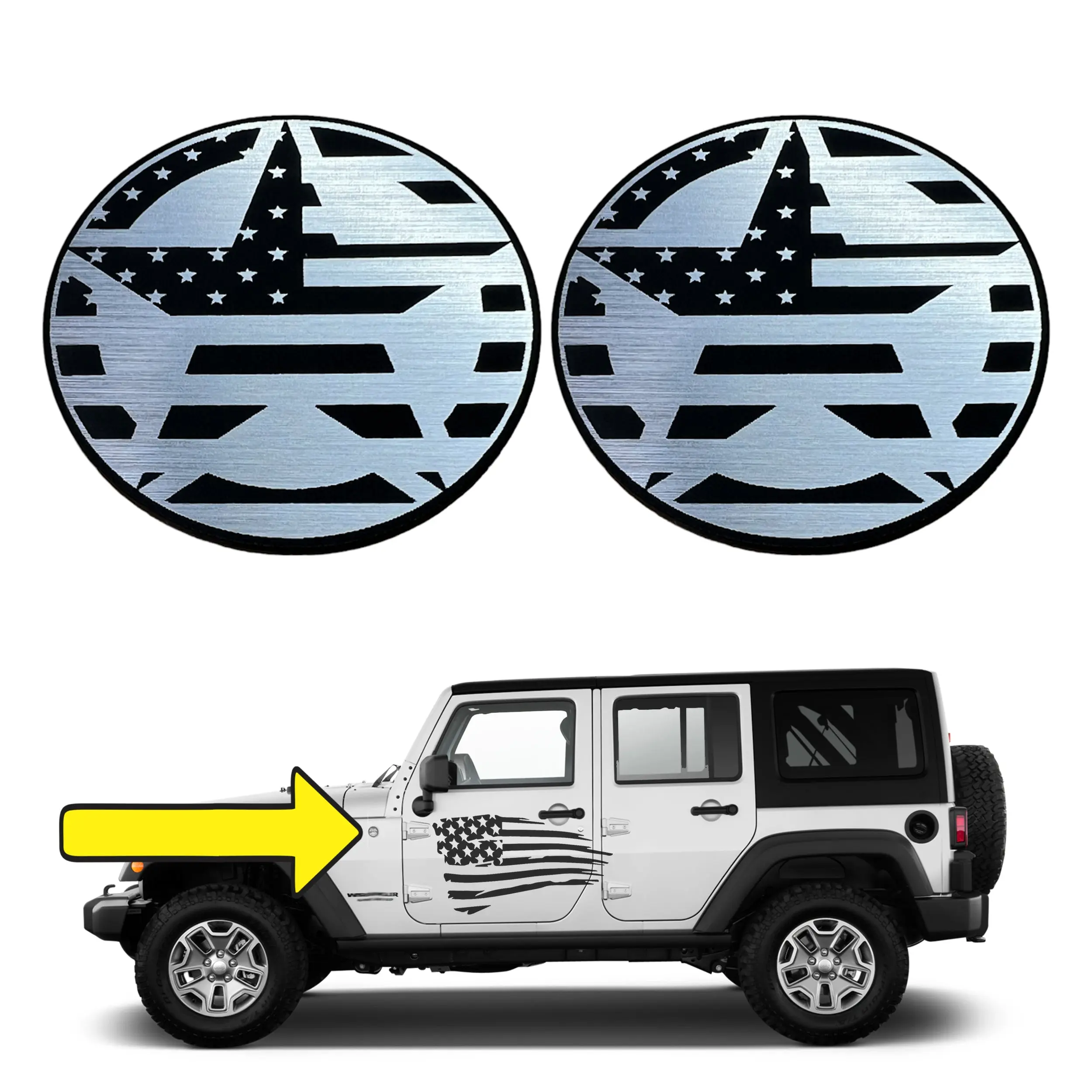 Patriotic Car Emblems for Jeep - USA Flag Design
