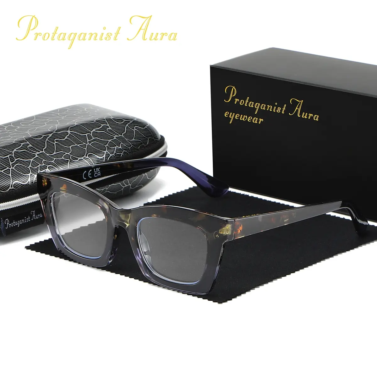 High-Quality Protagonist Aura Light Luxe Tempered Glass Eyewear, Square Frame Design, Ideal for Reading & Crafting, Festive Gift Option