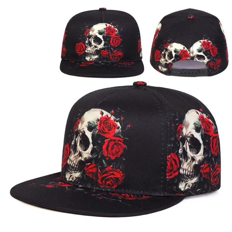Skeleton pattern Cap Unisex High Quality Fashion cap for men Adjustable Adult Size sun visor cap for women Casual Hat Black Cap