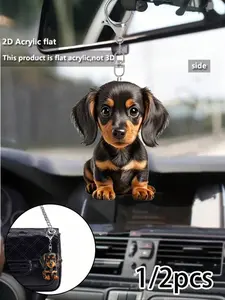 Cute Dachshund-Like Dog Bag Charm Decoration - Brown, Christmas Tree Decoration, Cute Acrylic Dog Shape Ornaments,Lightweight Acrylic Pendant For Purse, Backpack, Car, Home - No Power Needed, Pet Lover Gift, Car Accessory, Playful Accessory