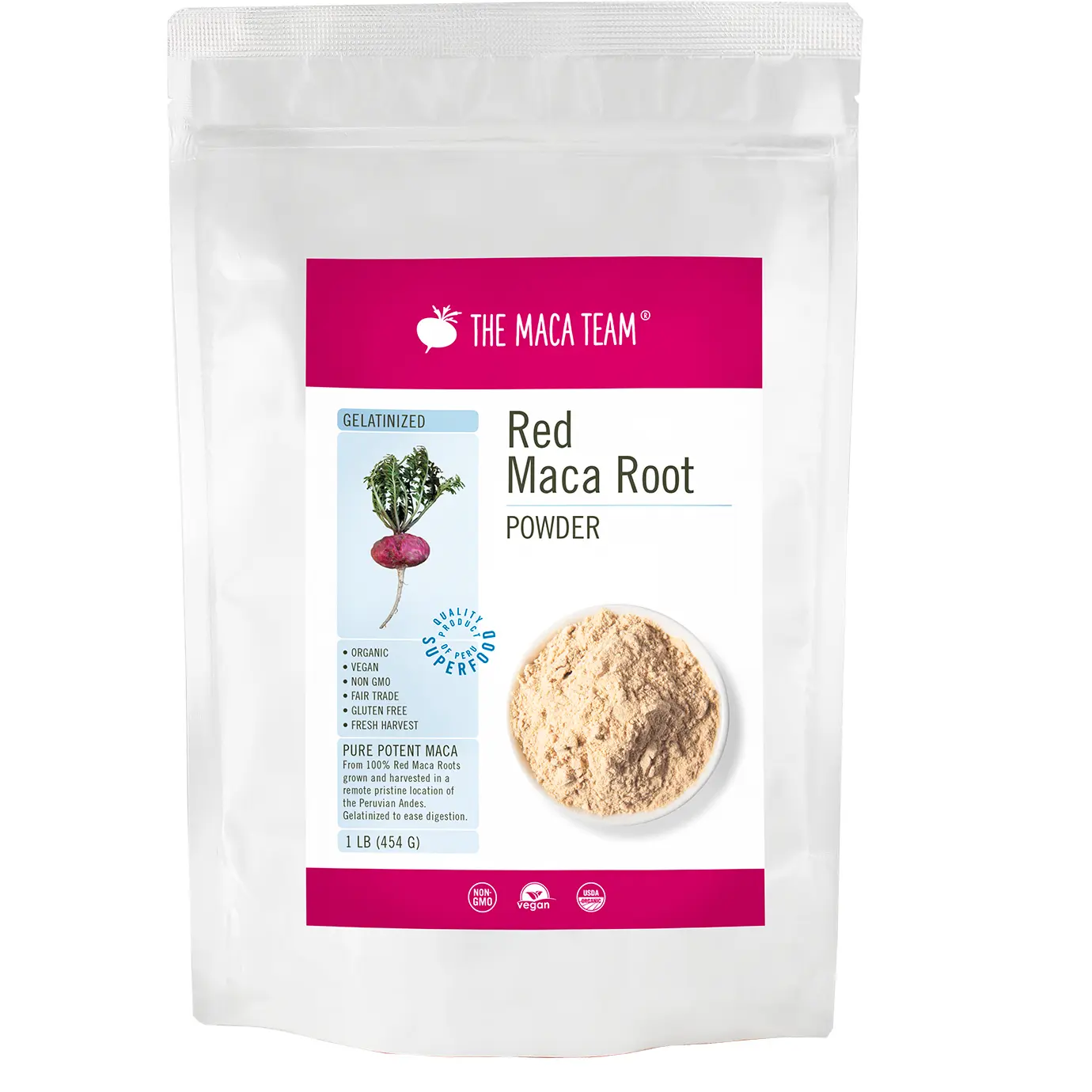 Organic Raw Red Maca Powder, 1 lb