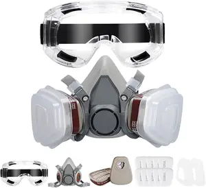 16 in 1 Dual Respirator Gas Mask Set – Reusable Full Face Mask with Filter Cartridge & Goggles, Professional Industrial Protective Mask for Paint Spray, Dust-Proof Chemical Safety Dustproof Gasproof Mask Anti Dust Mask