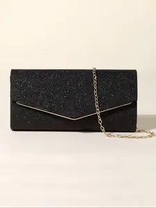 Fashion Ladies Evening Bag Envelope Bag, Clutch, Elegant Purse, V Metal Decoration, Wallet, With Shoulder Chain Crossbody Bag, Magnetic Closure, Suitable for Wedding, Party, Prom, Homecoming Gift, Elegant Clutch